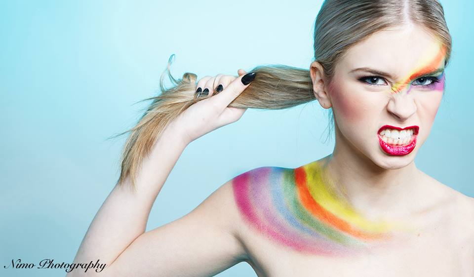 Rainbow makeup by Adelaide mobile hair and makeup artist Make-Overs Australia